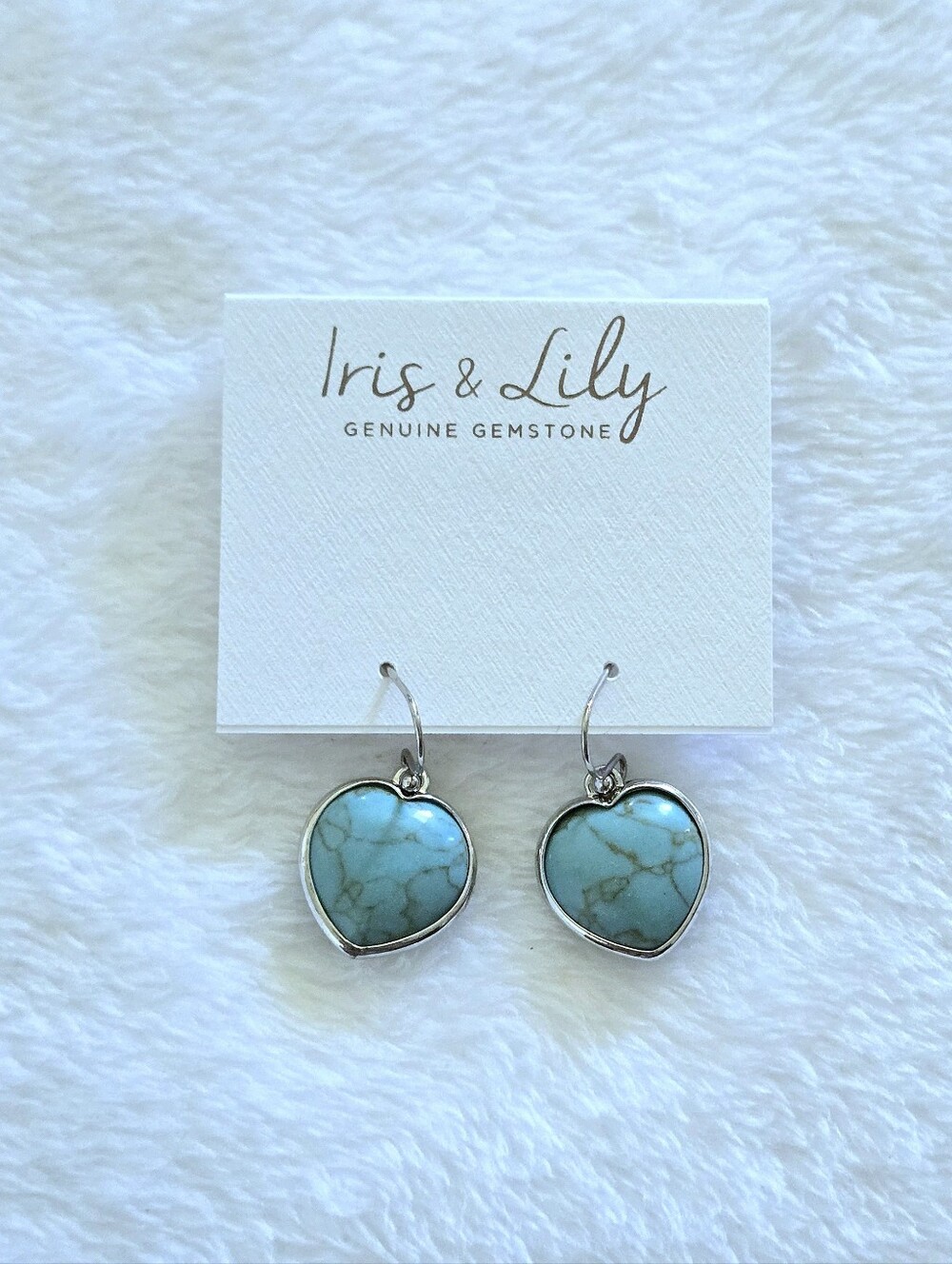 Iris & Lily Turquoise Heart🩵 with Copper Veins Drop⬇️ Earrings - Picture 8 of 13